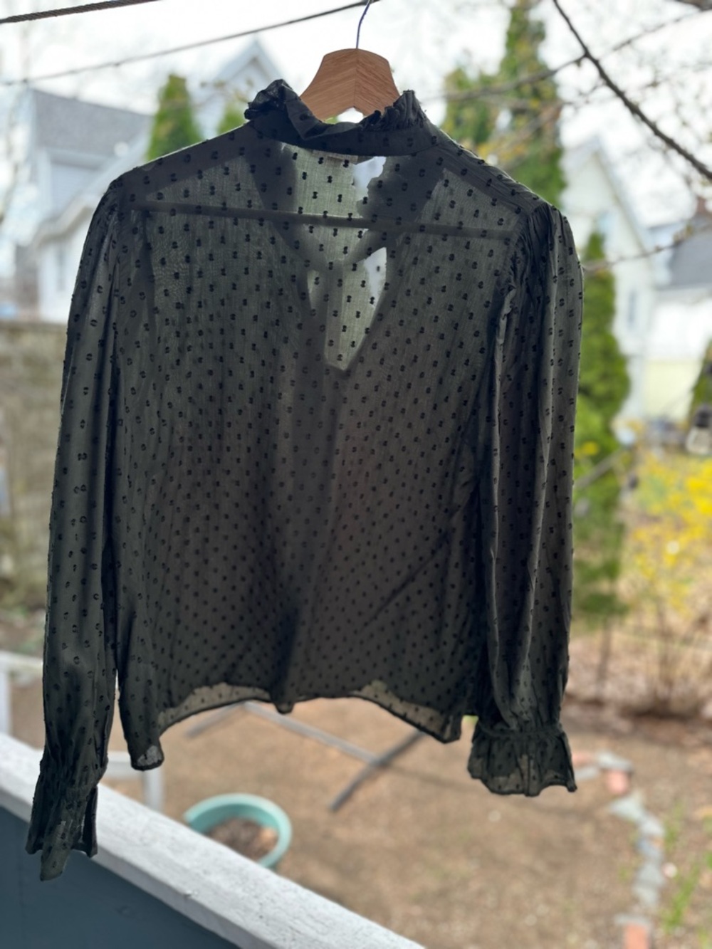 Garnet Hill Black Swiss Dot Sheer Blouse - Picture 2 of 4